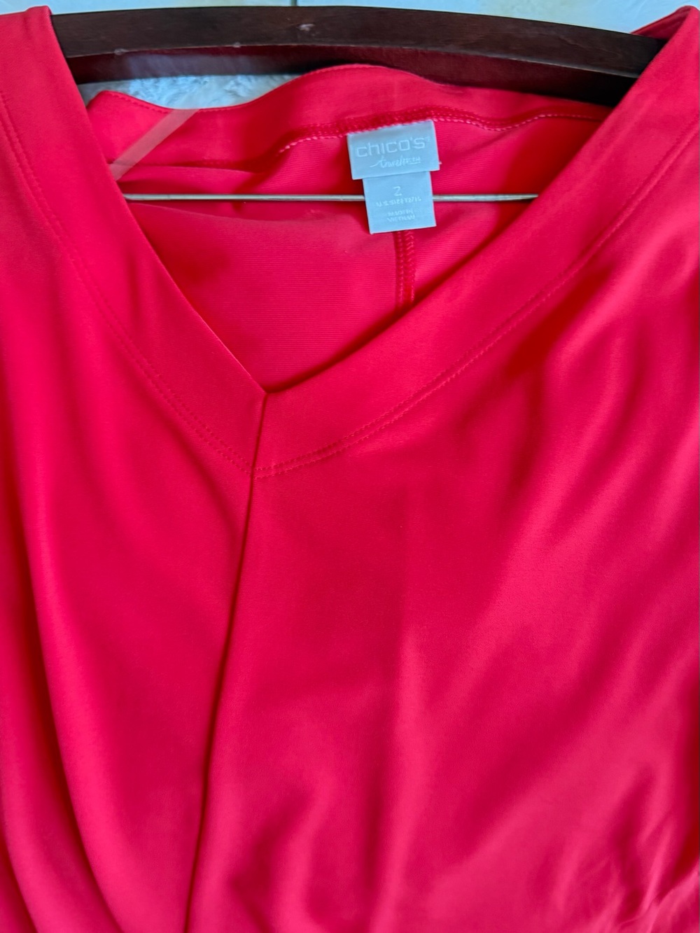 NWT Chico's Bright Red V-Neck Midi Dress Size 2 Which Is Large/12 - Picture 3 of 13